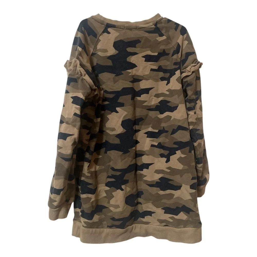 Miles the Label Camo Ruffle Sleeve Girls Pullover 8-10
